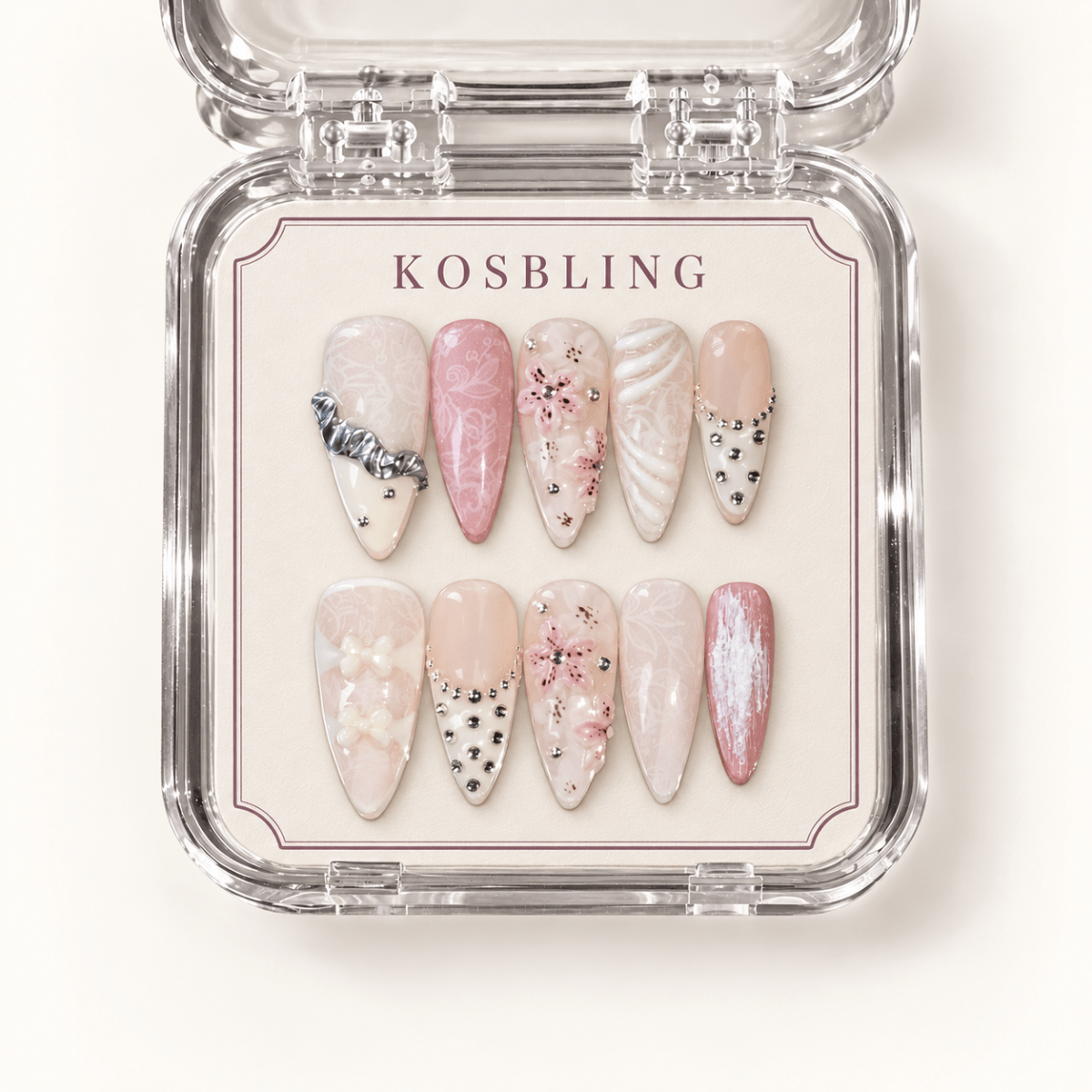 Adore You — Handmade 3D Press-On Nails - kosbling-kb-handmade-3d-nails