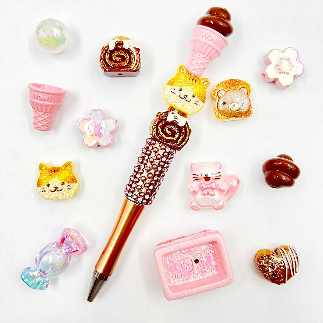 【動物系】ねこ珈琲店 - アクリルビーズ&一部夜光ボールペン&キーホルダー&ブレスレット用 - Kosbling - beads