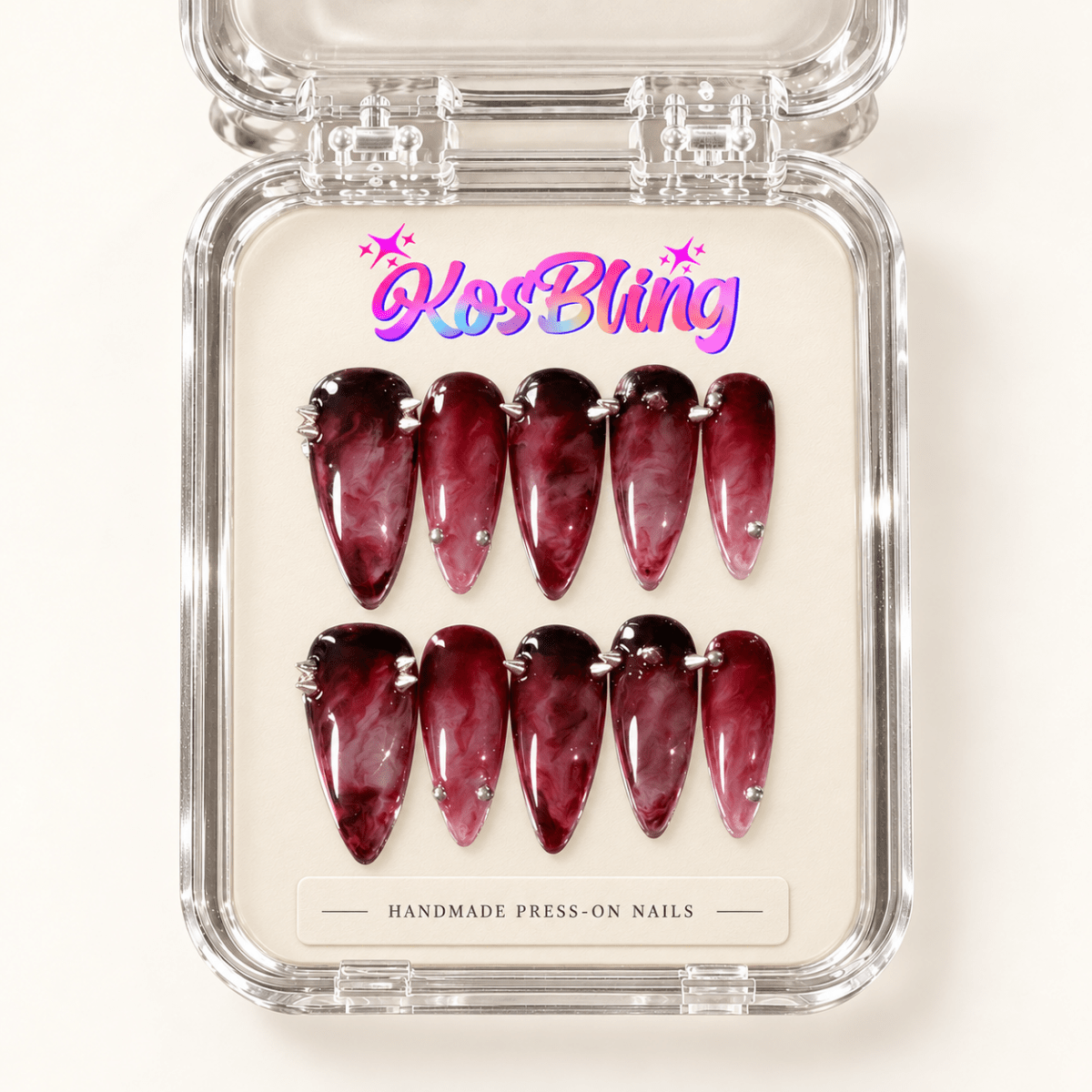 Blood Oath — Handmade 3D Press-On Nails - kosbling-kb-handmade-3d-nails