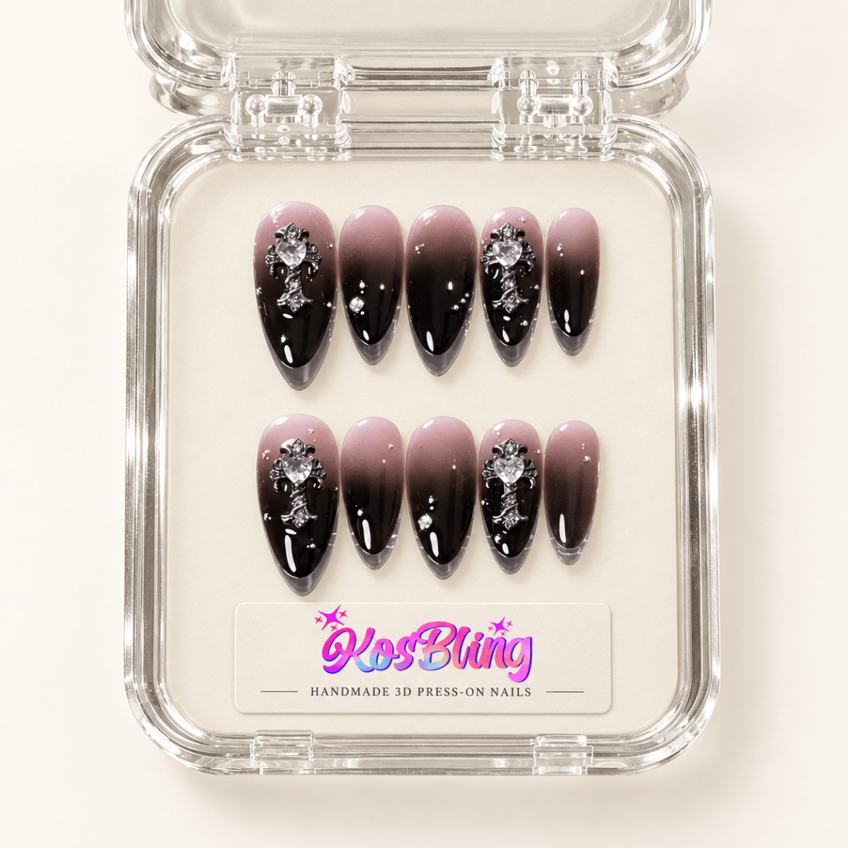 Carbon Dust — Handmade 3D Press-On Nails - kosbling-kb-handmade-3d-nails