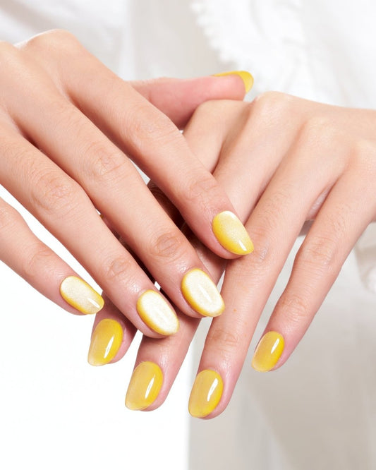 Cat Eye / Lemon Soda — Handmade Nails - kosbling-kb-design-reference