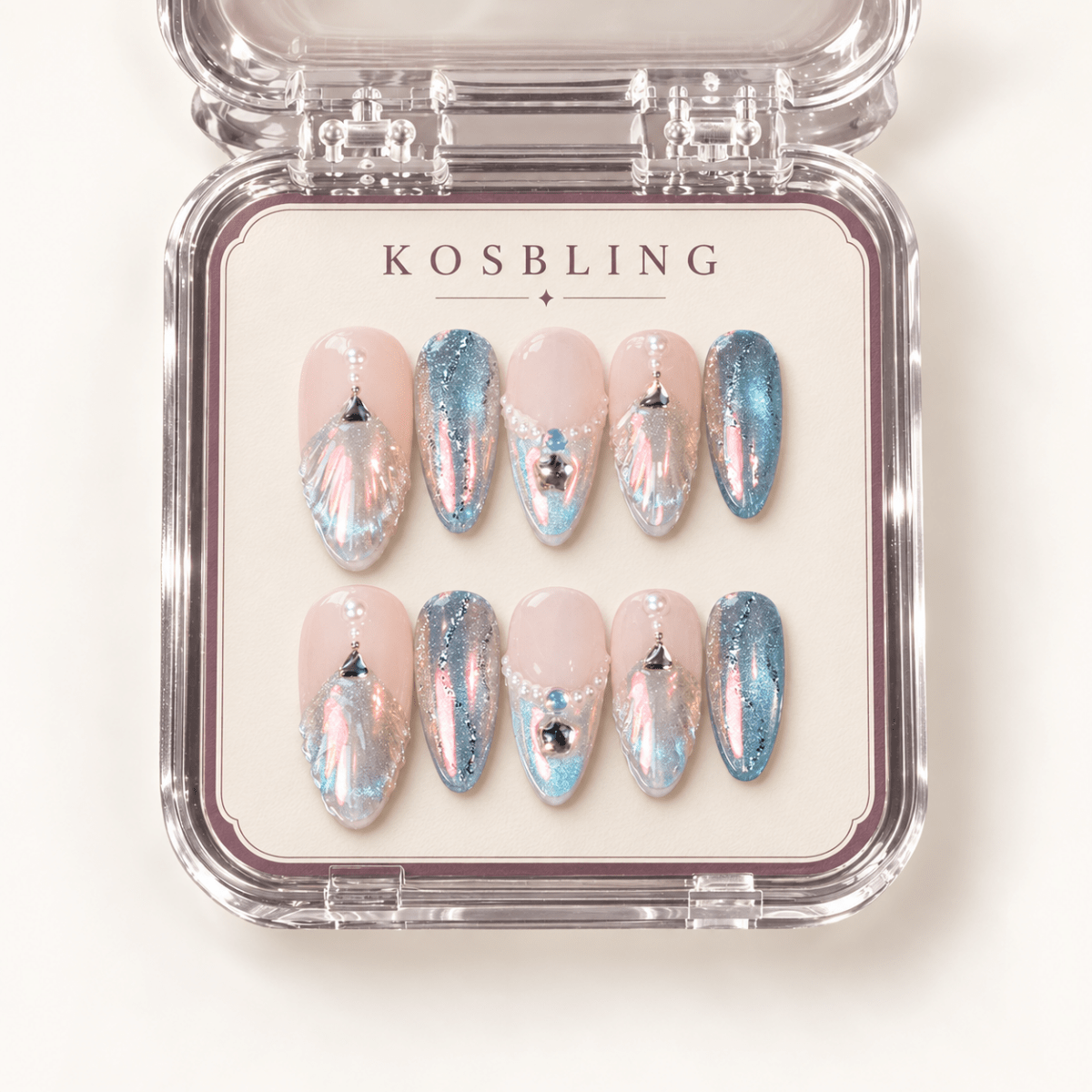 Song Of Mermaids — Handmade 3D Press-On Nails - kosbling-kb-handmade-3d-nails
