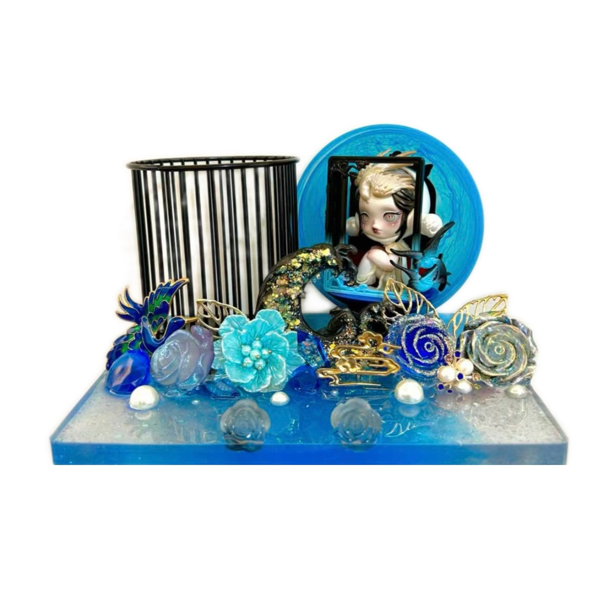 Handmade Resin Stand with Doll Brush Holder & Phone Stand Feature Blind Bag 2