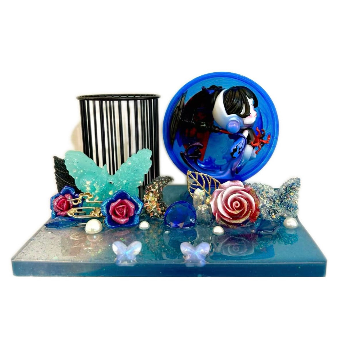 Handmade Resin Stand with Doll Brush Holder & Phone Stand Feature Blind Bag 2