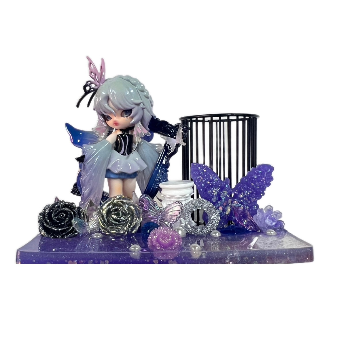 Handmade Resin Stand with Doll Brush Holder & Phone Stand Feature Blind Bag