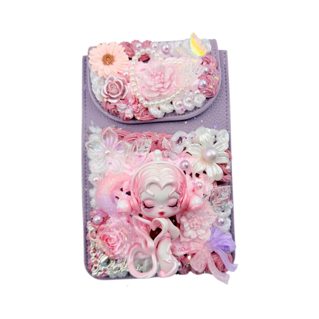 Textured Litchi Leather Phone Coin Wallet