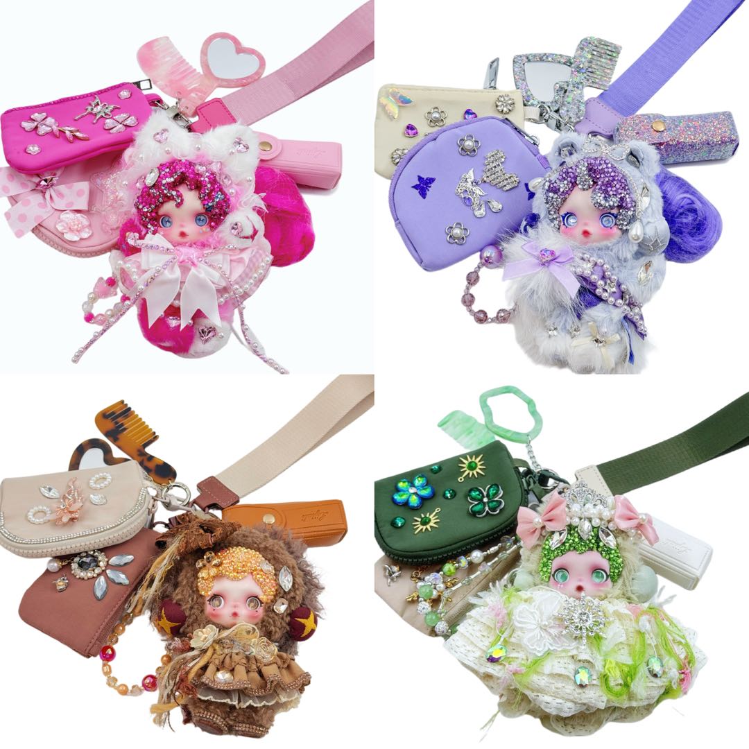 Handmade Wrislet Wallet with Diamond Plush Doll