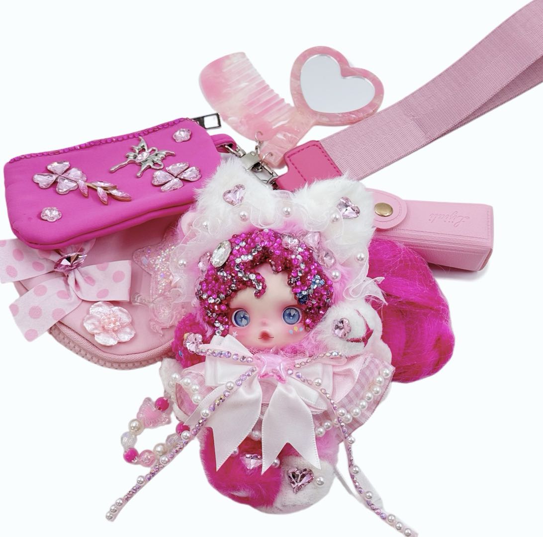 Handmade Wrislet Wallet with Diamond Plush Doll