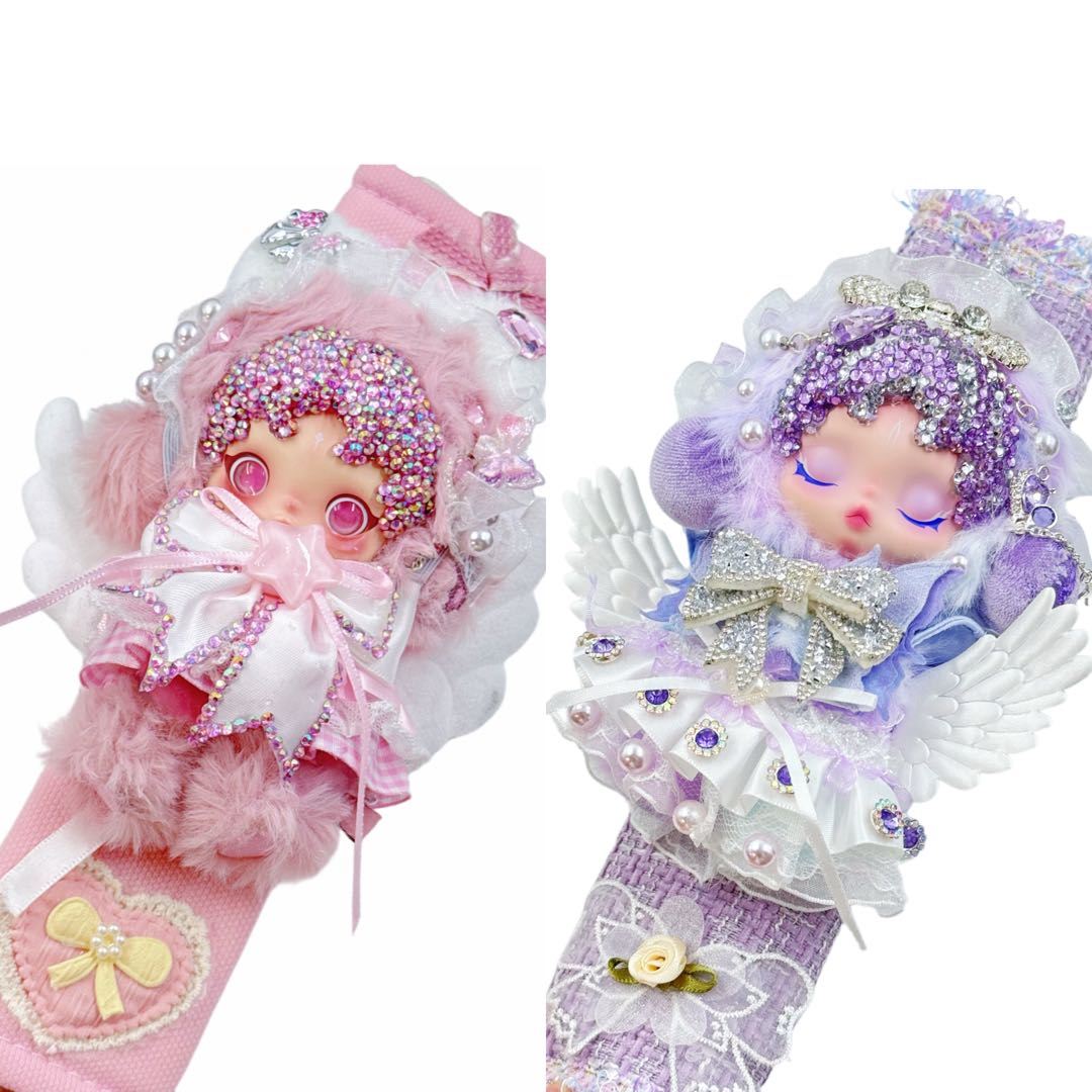 Handmade Car Belt Cover with Diamond Plush Doll