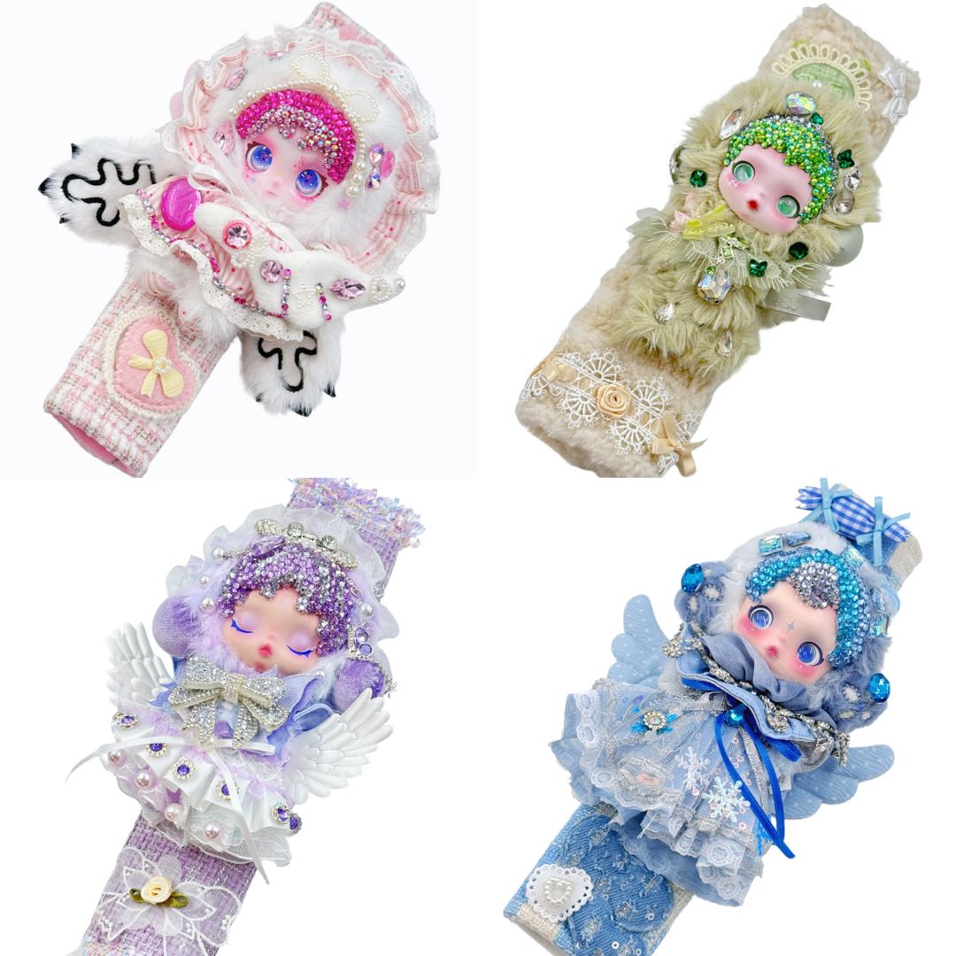 Handmade Car Belt Cover with Diamond Plush Doll