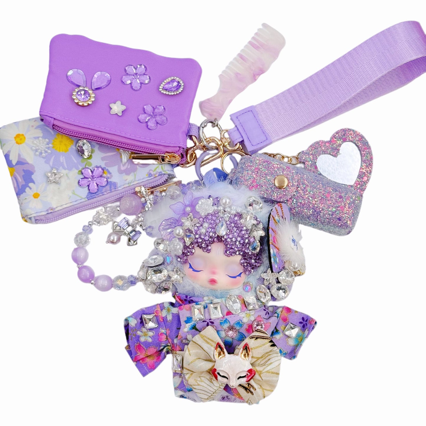Handmade Wrislet Wallet with Diamond Plush Doll