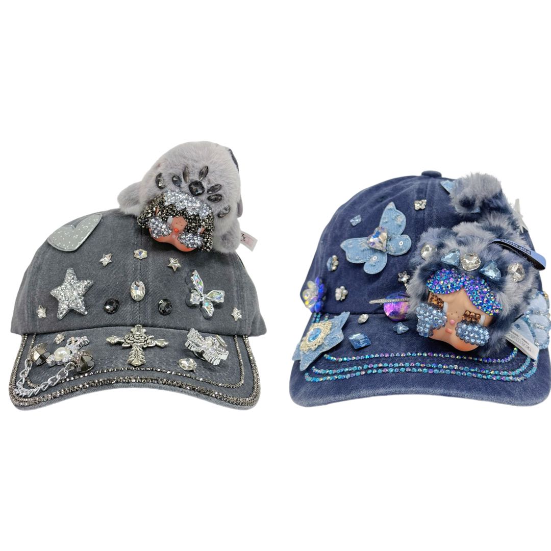 Handmade Rhinestone Crybaby Baseball Cap With Diamond