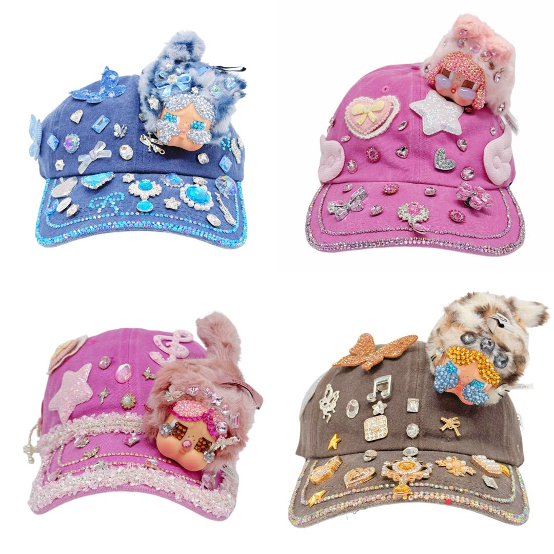 Handmade Rhinestone Crybaby Baseball Cap With Diamond