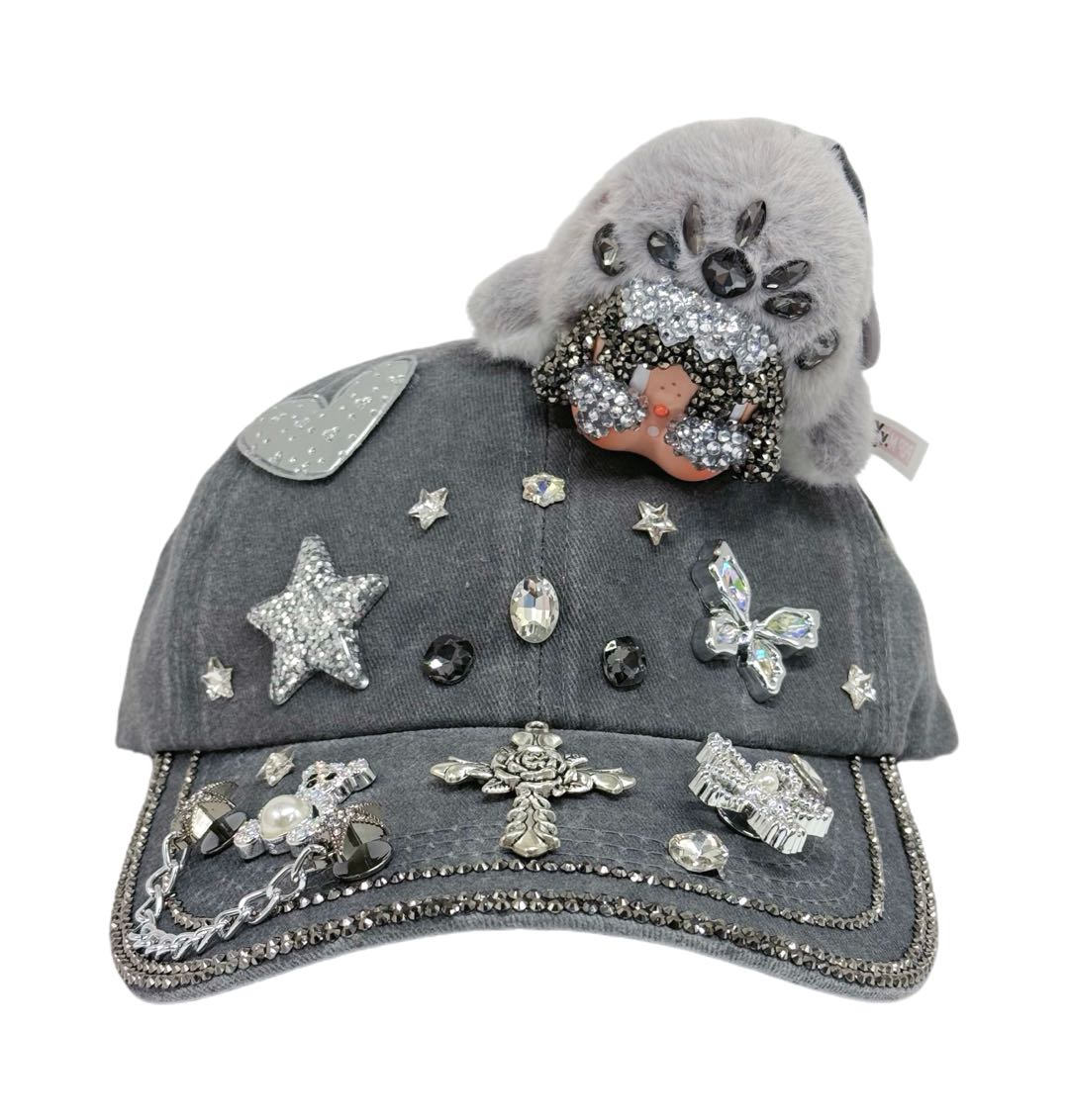 Handmade Rhinestone Crybaby Baseball Cap With Diamond