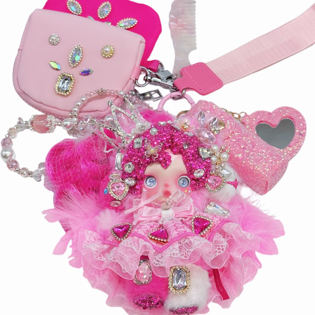 Handmade Wrislet Wallet with Diamond Plush Doll