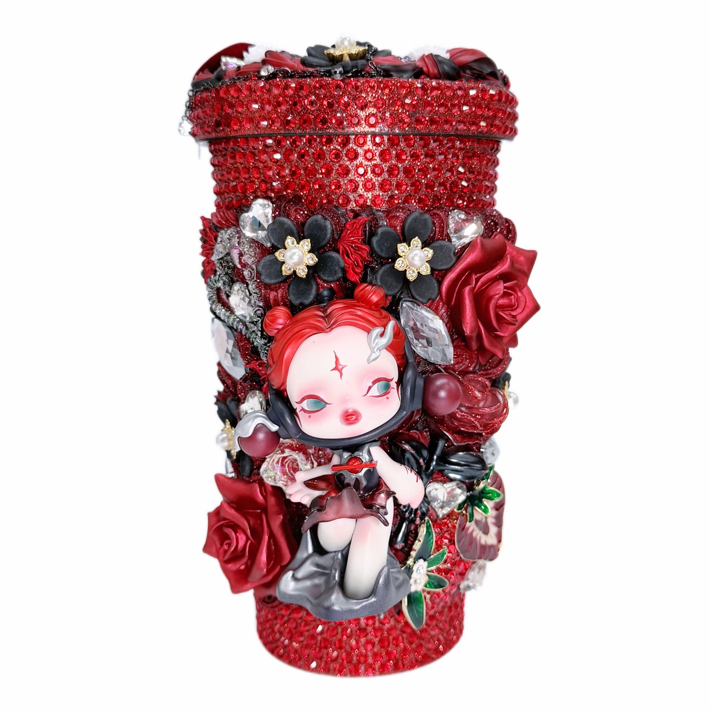 Handmade Rhinestone-Embedded Straw Cup