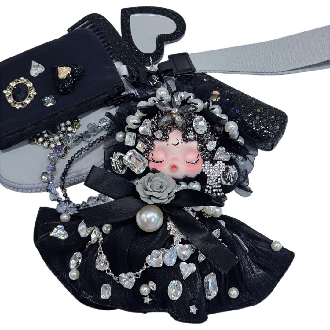 Handmade Wrislet Wallet with Diamond Plush Doll