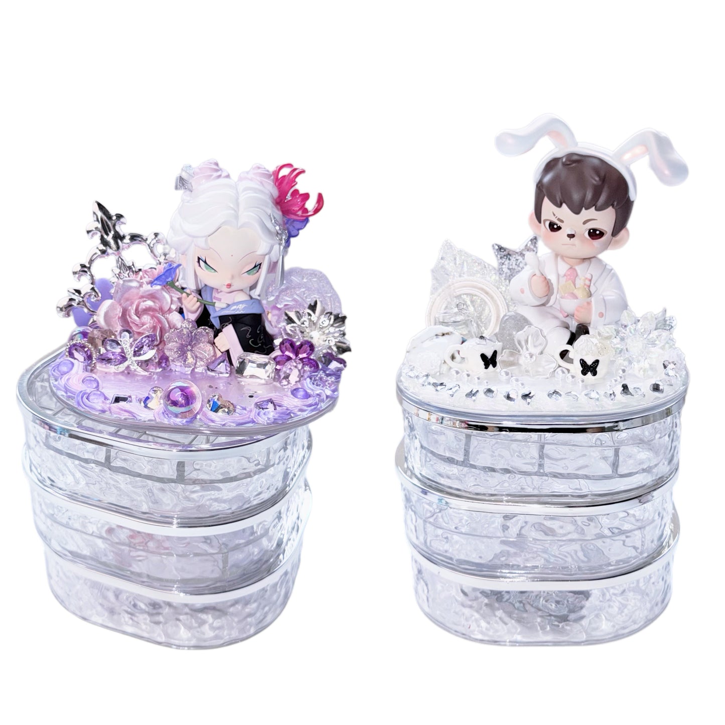 Handmade Wavy 3-Tier Rotating Storage Box