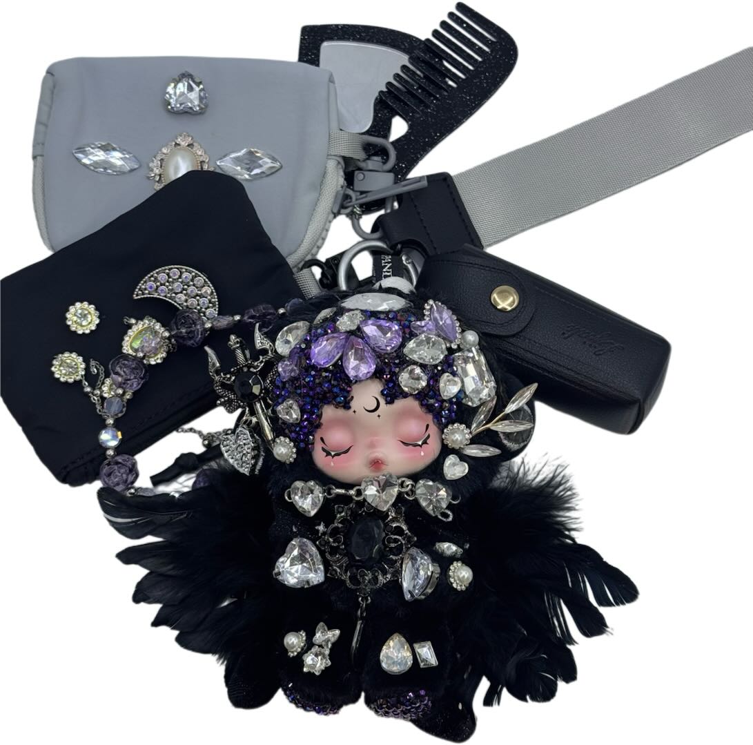 Handmade Wrislet Wallet with Diamond Plush Doll