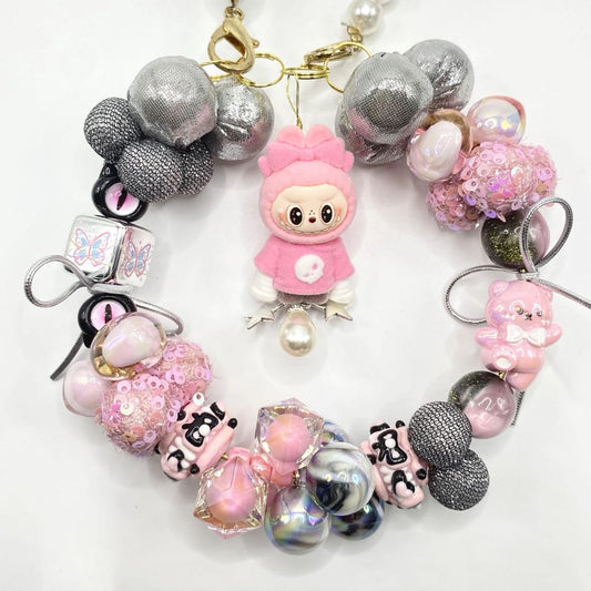 ブブ　ギャラクシー‐ブブギャル - ブブ､クマビーズ&2種類のゼリービーズ&2種類のキャンディビーズ&悪魔の目のビーズ&銀色のリボン‐A27 - Kosbling - beads