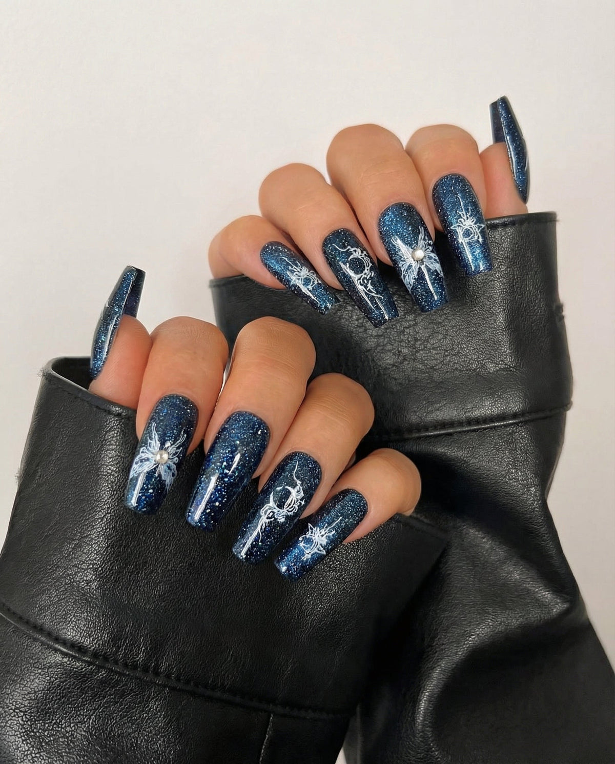 KOSBLING nail studio — Cat Eye / Polar Night / Medium Long Coffin+