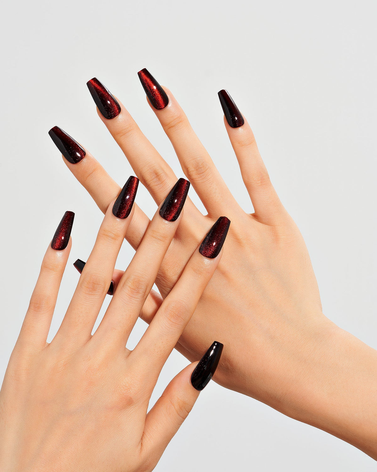 KOSBLING nail studio — Cat Eye / Velvet Night / Medium Long Coffin