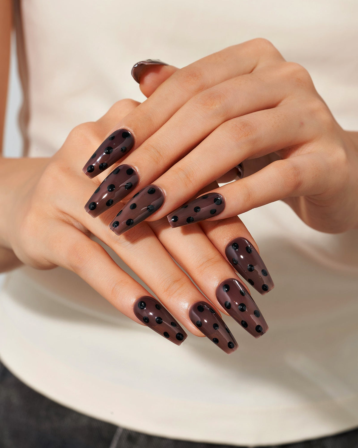 KOSBLING nail studio — Espresso Sprinkles / Medium Long Coffin