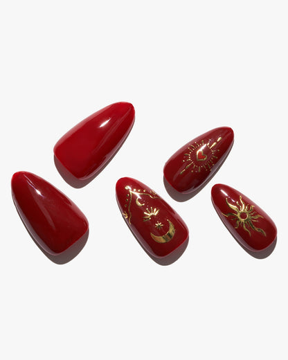 KOSBLING nail studio — Witch Symbol / Red Almond