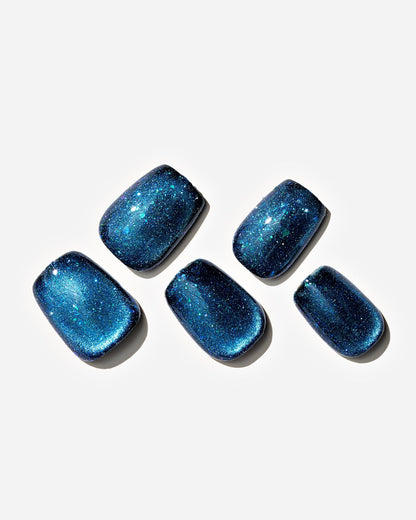 KOSBLING nail studio — Cat Eye / Sapphire B / Short Square