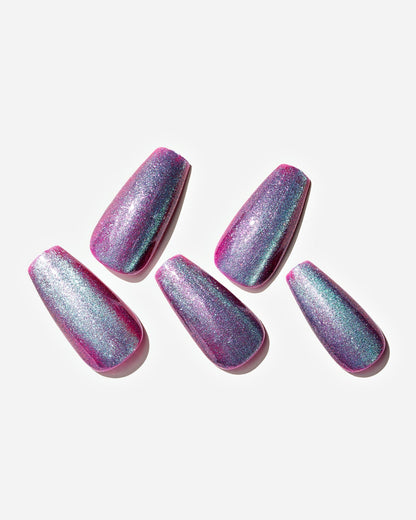 KOSBLING nail studio — Cat Eye / Mermaid Grape / Medium Long Coffin