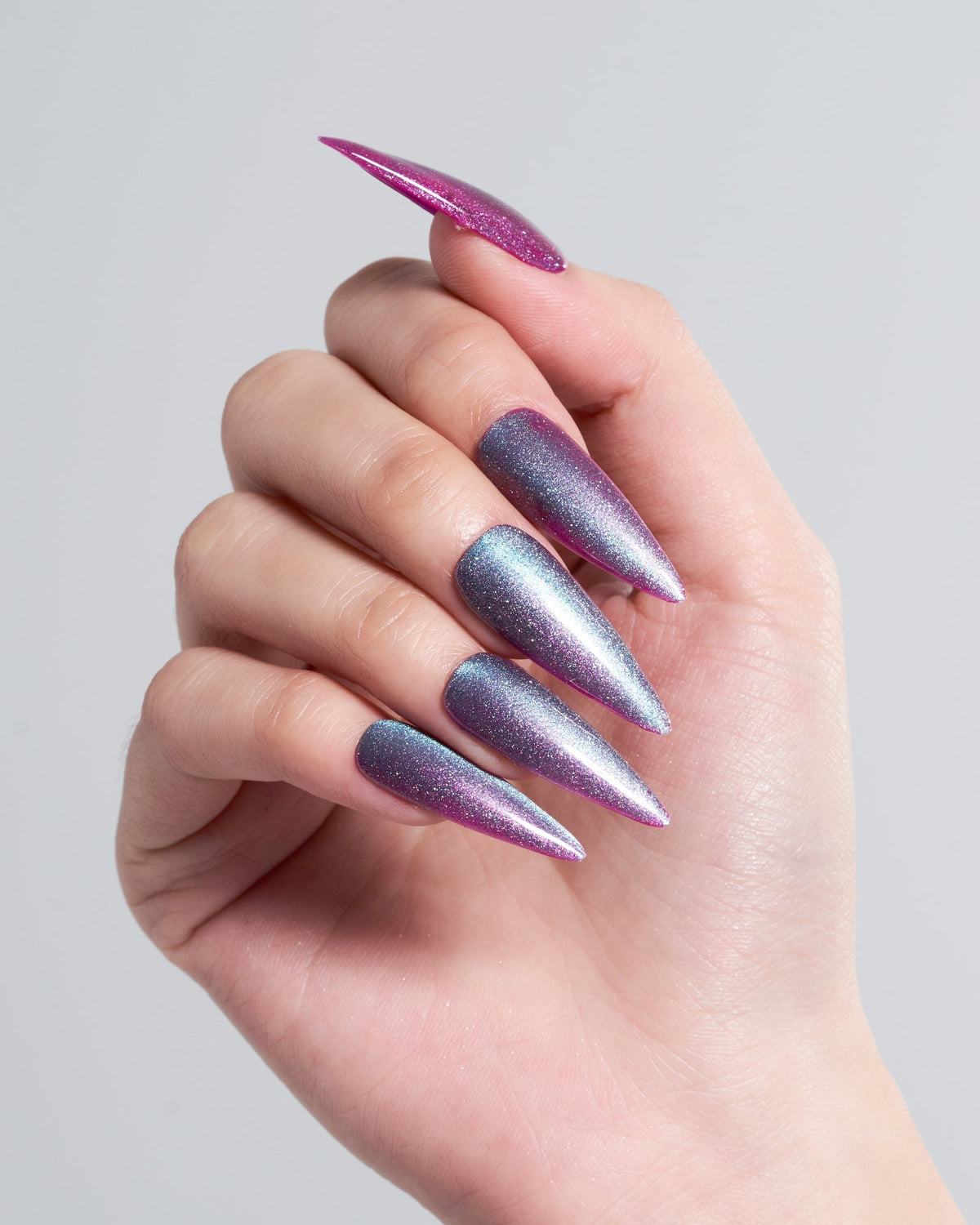 KOSBLING nail studio — Cat Eye / Mermaid Grape / Long Stiletto