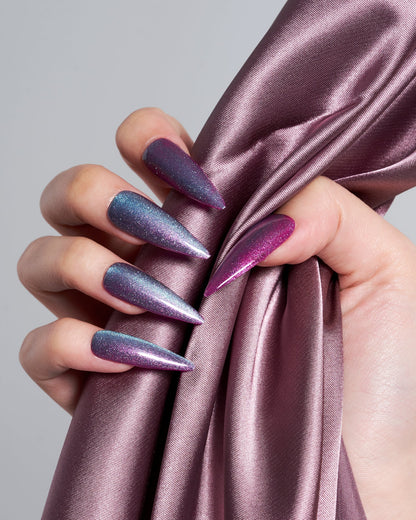 KOSBLING nail studio — Cat Eye / Mermaid Grape / Long Stiletto