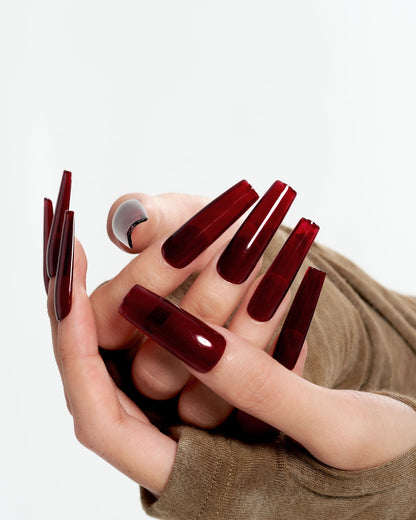 KOSBLING nail studio — Dark Red / Long Square