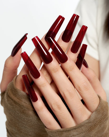 KOSBLING nail studio — Dark Red / Long Square
