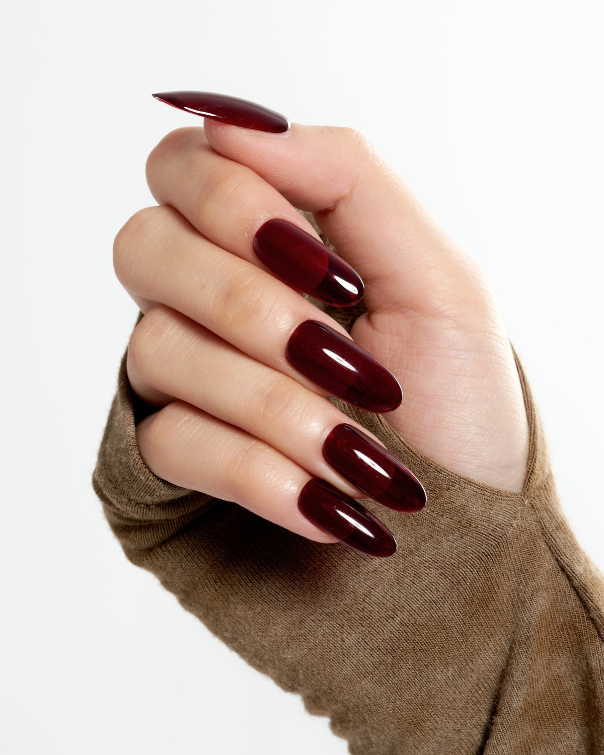 KOSBLING nail studio — Dark Red / Long Round