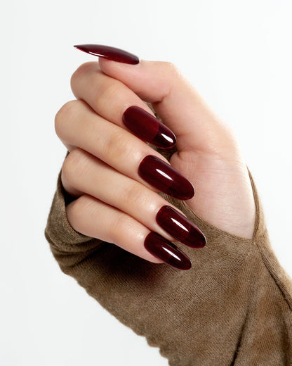 KOSBLING nail studio — Dark Red / Long Round