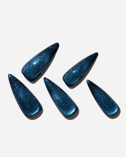 KOSBLING nail studio — Cat Eye / Sapphire B / Long Stiletto