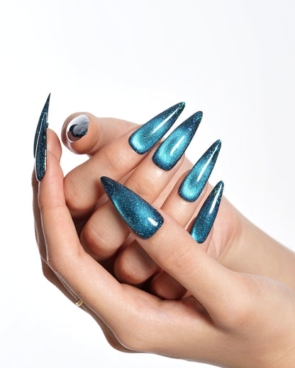 KOSBLING nail studio — Cat Eye / Sapphire B / Long Stiletto