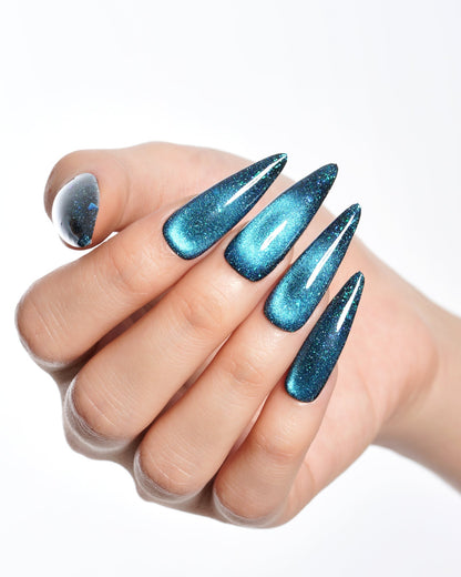 KOSBLING nail studio — Cat Eye / Sapphire B / Long Stiletto