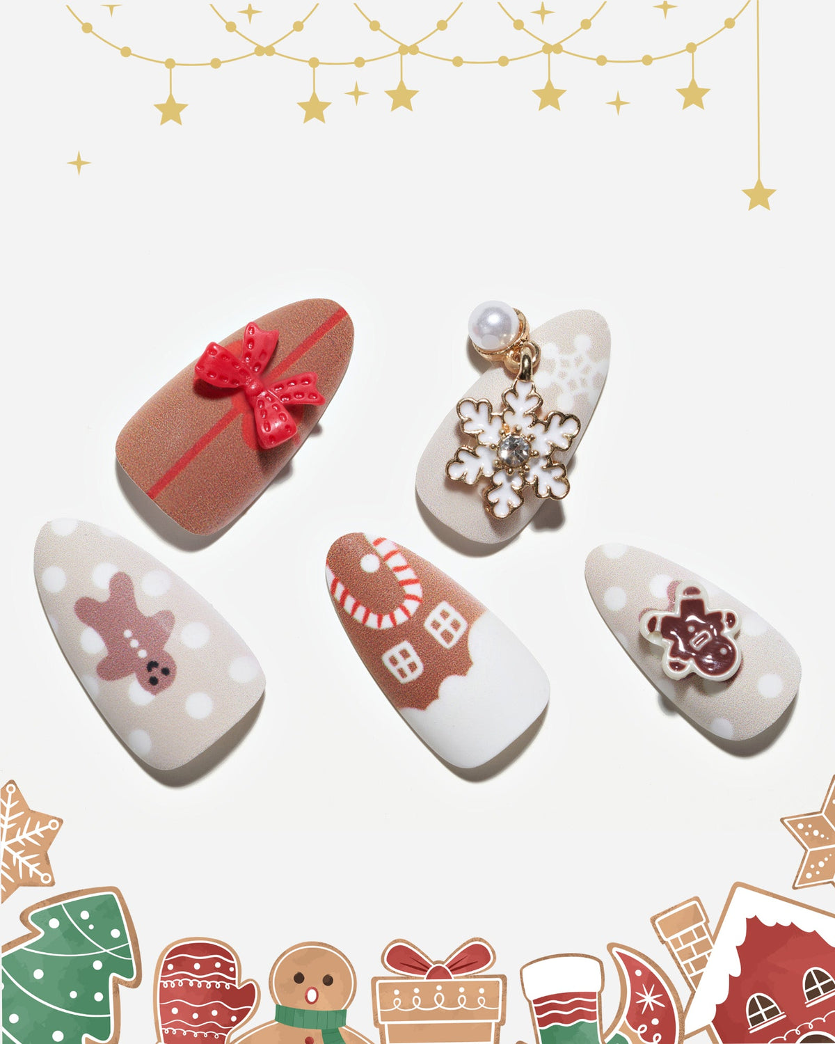 KOSBLING nail studio — Christmas Heavy Snow / Medium Almond