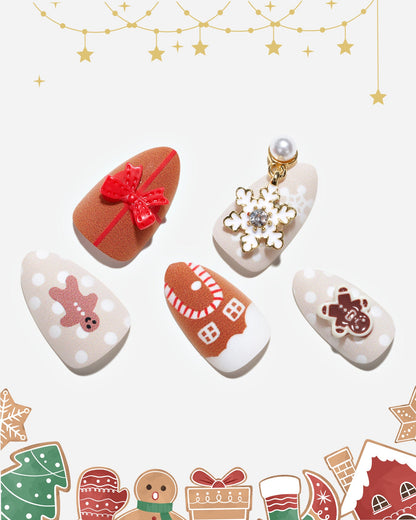 KOSBLING nail studio — Christmas Heavy Snow / Short Almond