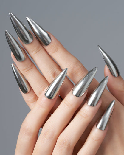 KOSBLING nail studio — Silver Light / Long Stiletto