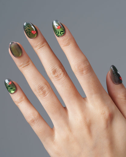 KOSBLING nail studio — Cat Eye / Forest Fungi / Short Oval