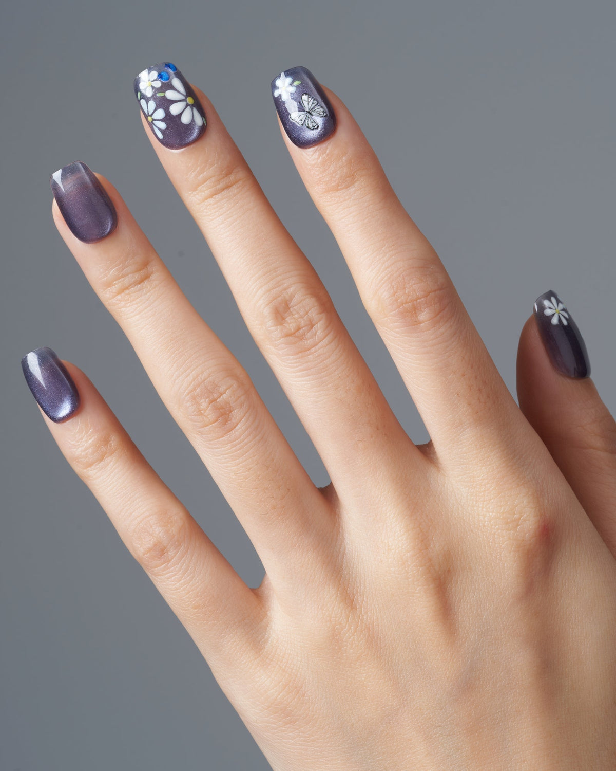 KOSBLING nail studio — Cat Eye / Azure Velvet / Short Square