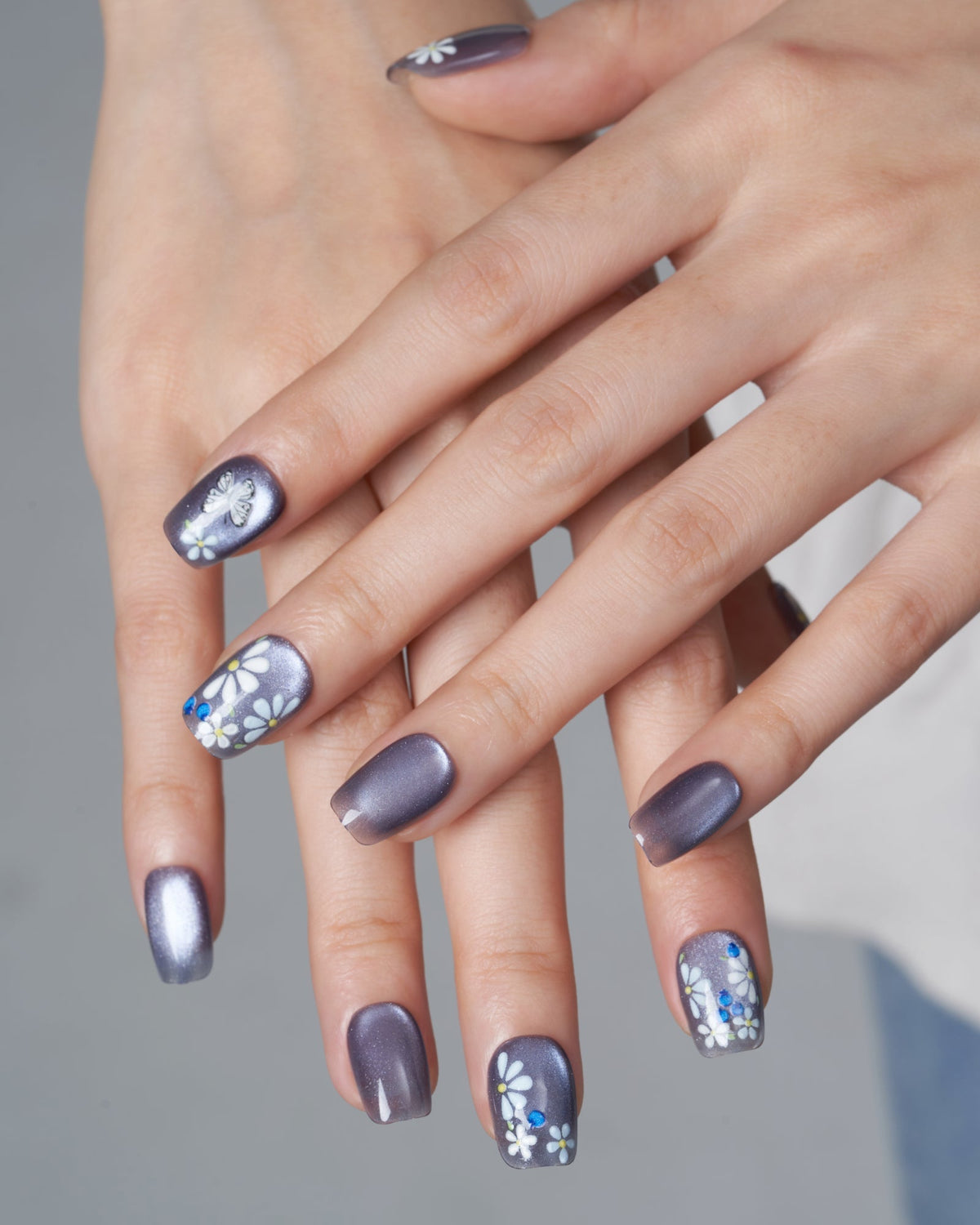 KOSBLING nail studio — Cat Eye / Azure Velvet / Short Square
