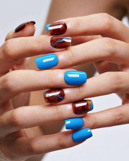 KOSBLING nail studio — Amber Azure / Short Square