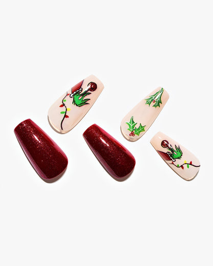 KOSBLING nail studio — Spooky Christmas / Medium Long Coffin