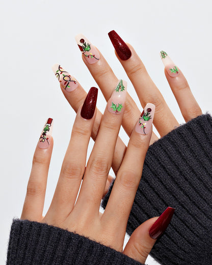 KOSBLING nail studio — Spooky Christmas / Medium Long Coffin