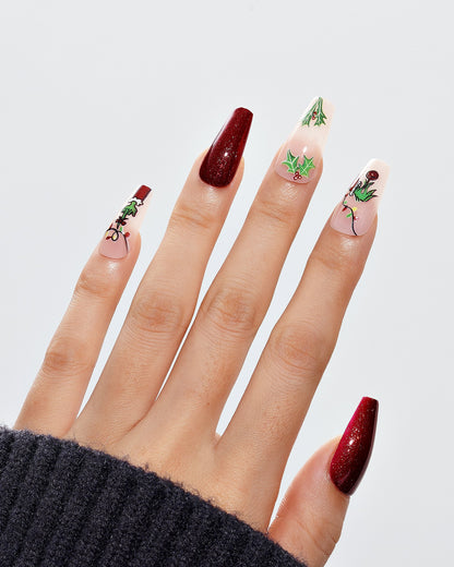 KOSBLING nail studio — Spooky Christmas / Medium Long Coffin