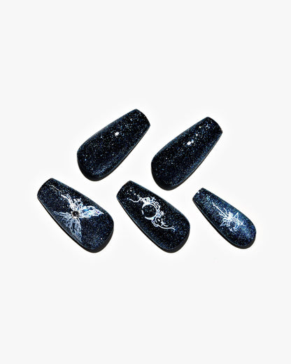KOSBLING nail studio — Cat Eye / Polar Night / Medium Long Coffin